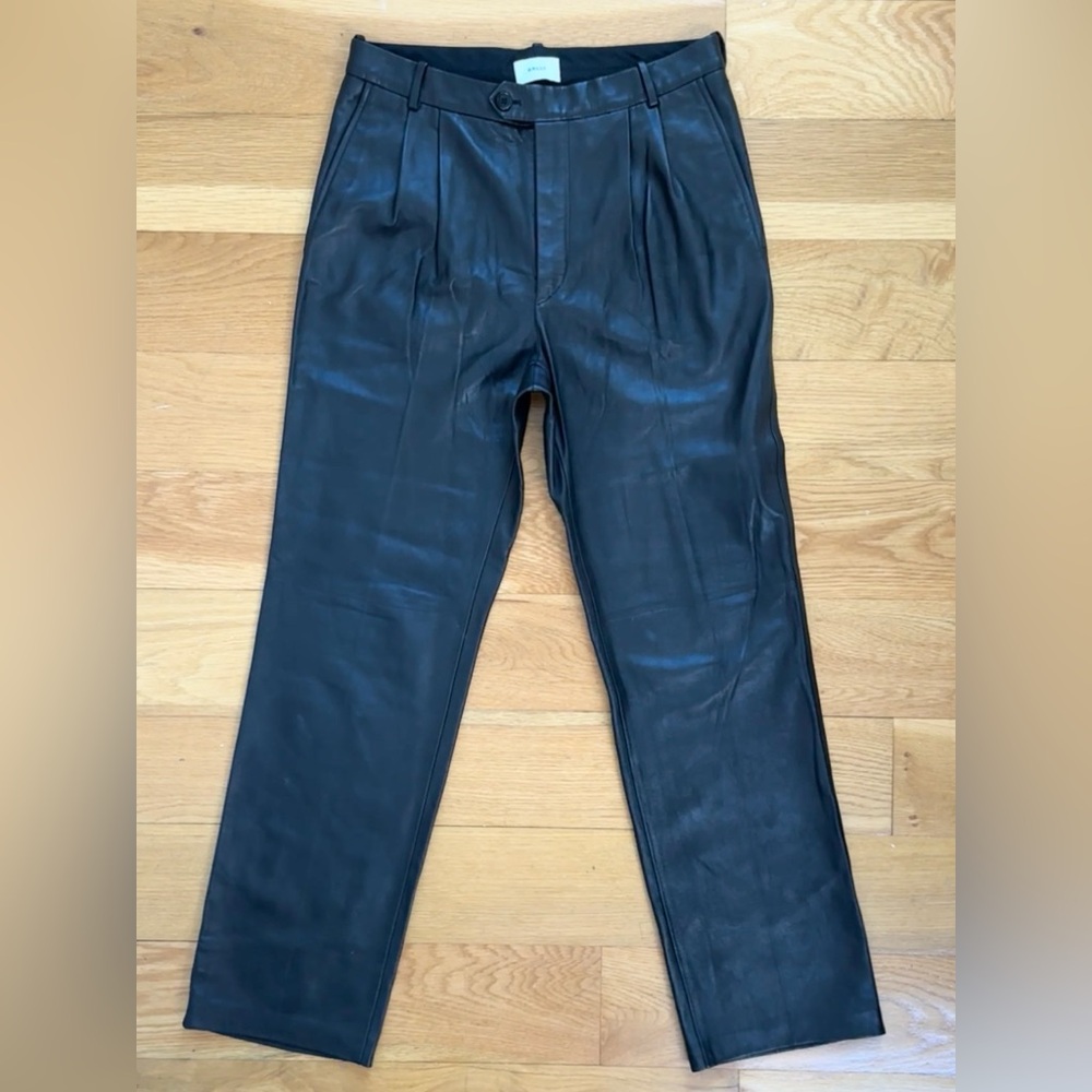 BALLY CUSTOM LEATHER PANTS MILANO Sz 50 EU 31 Waist Lamb Pleated Soft $2500